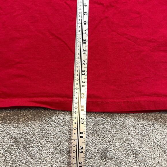 Cascade Blues Shirt Womens Plus 2X Red Short Sleeve V Neck Solid Cotton Tee Top - Picture 7 of 8